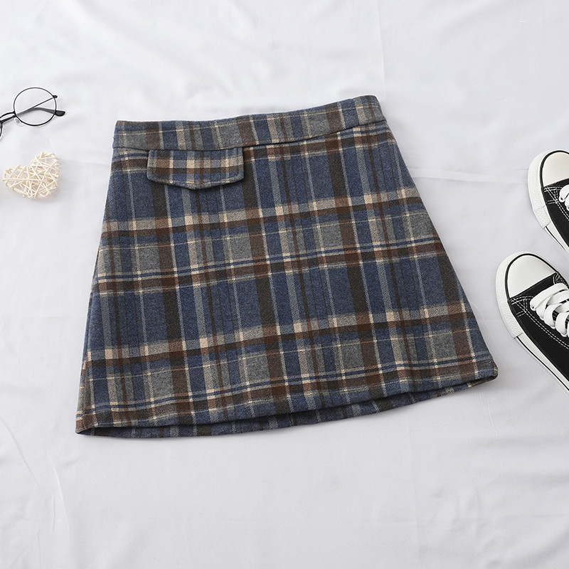 Fusta dama in carouri in doua culori cu fermoar