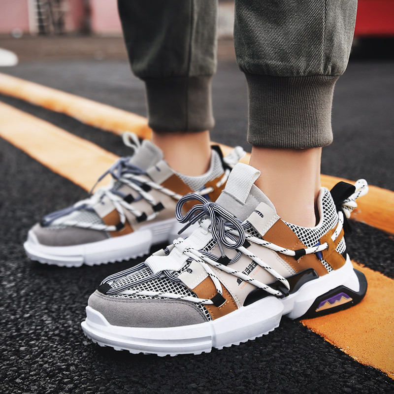 Μοντέρνα ανδρικά αθλητικά παπούτσια σε τέσσερα χρώματα με δεσμούς
