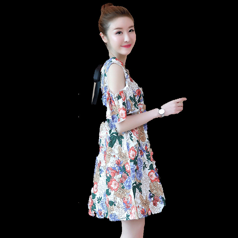 Rochie de dama actuala cu model floral - model croiat