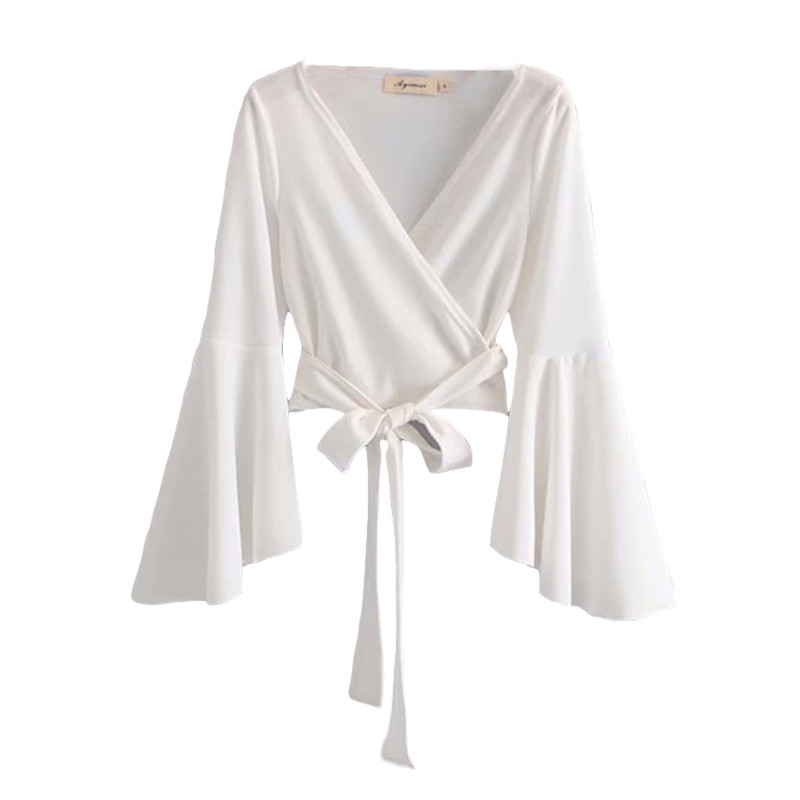 Bluză de damă modernă cu mâneci lotus în roșu și alb