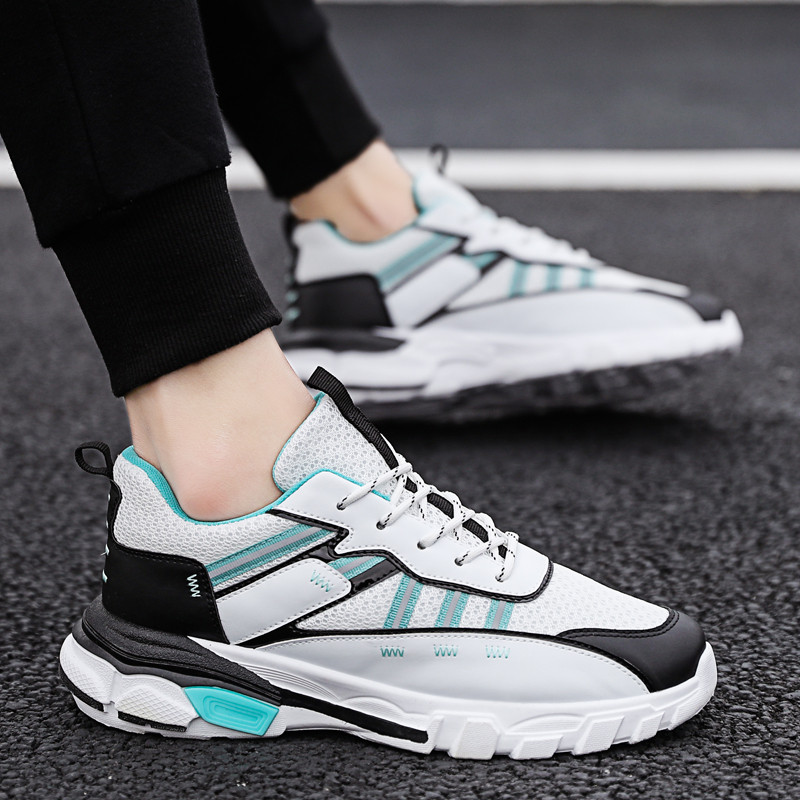 Tenisi casual barbatesti cu sireturi in alb, galben si negru