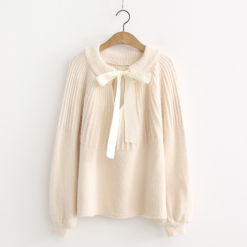 Pulover de dama modern cu decolteu O si cravate in mai multe culori