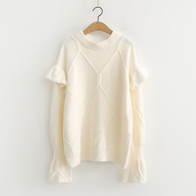 Pulover de damă modern în alb, albastru-maro și roz