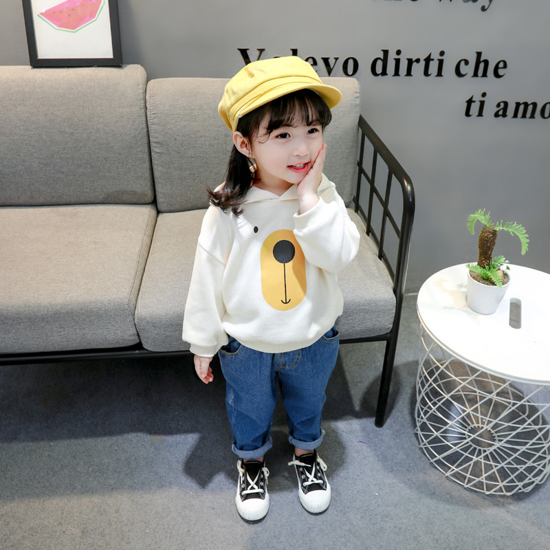 Bluza casual pentru copii pentru fete in alb si galben cu aplicatie