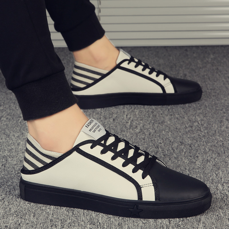 Adidași moderni casual cu șireturi și talpă plată în bej și negru