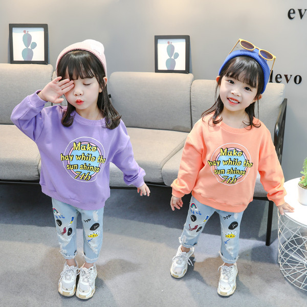 Детска блуза за момичета в три цвята с надписи 