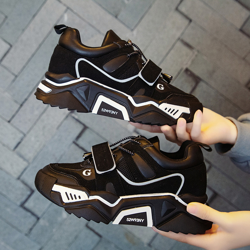 Adidasi moderni de dama cu talpa inalta si autocolante in doua culori