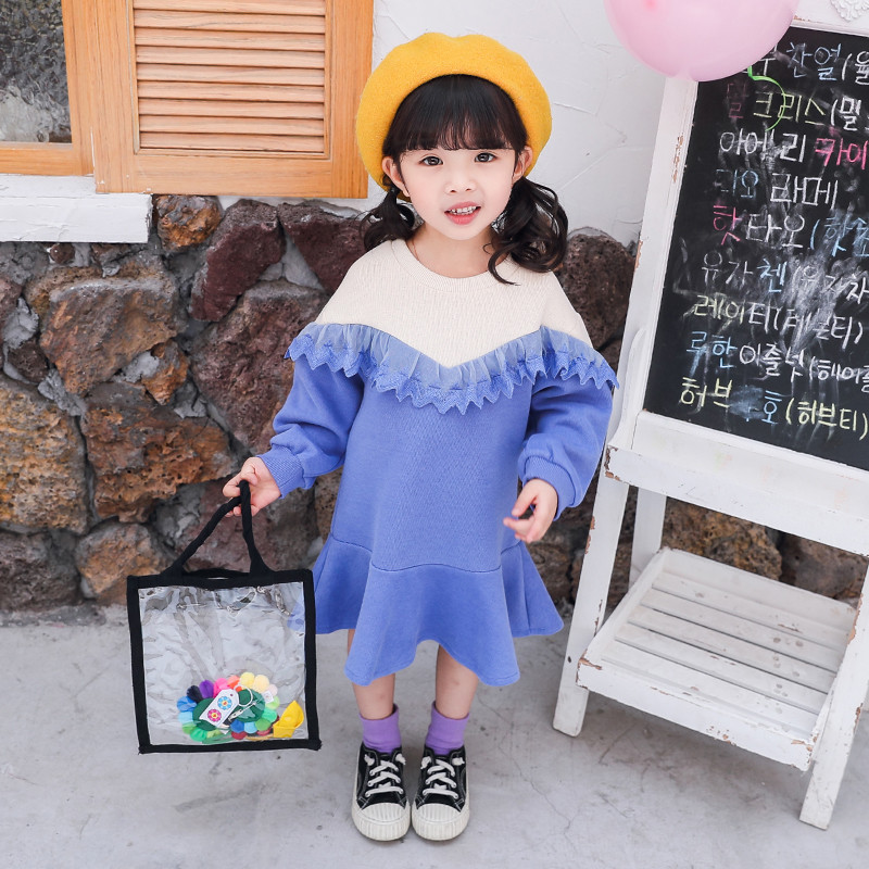 Rochie casual pentru copii in roz si albastru