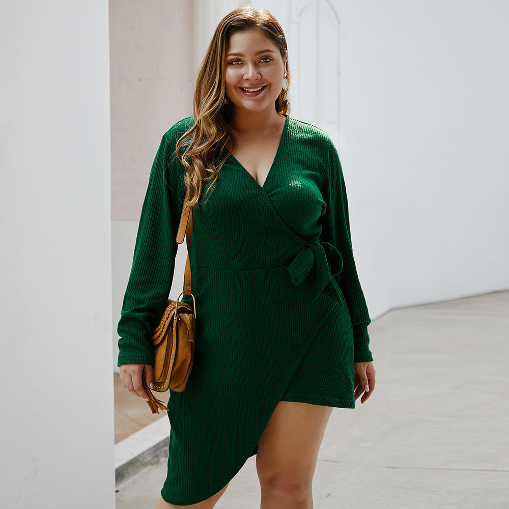 Rochie de dama asimetrica cu cravate in verde