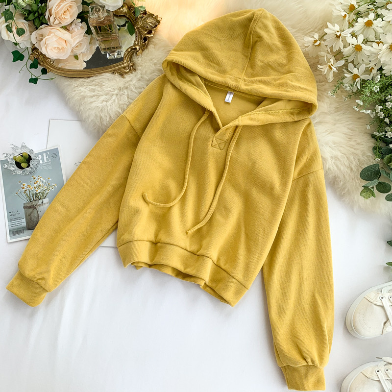 Hanorac casual dama cu gluga si cravate in patru culori