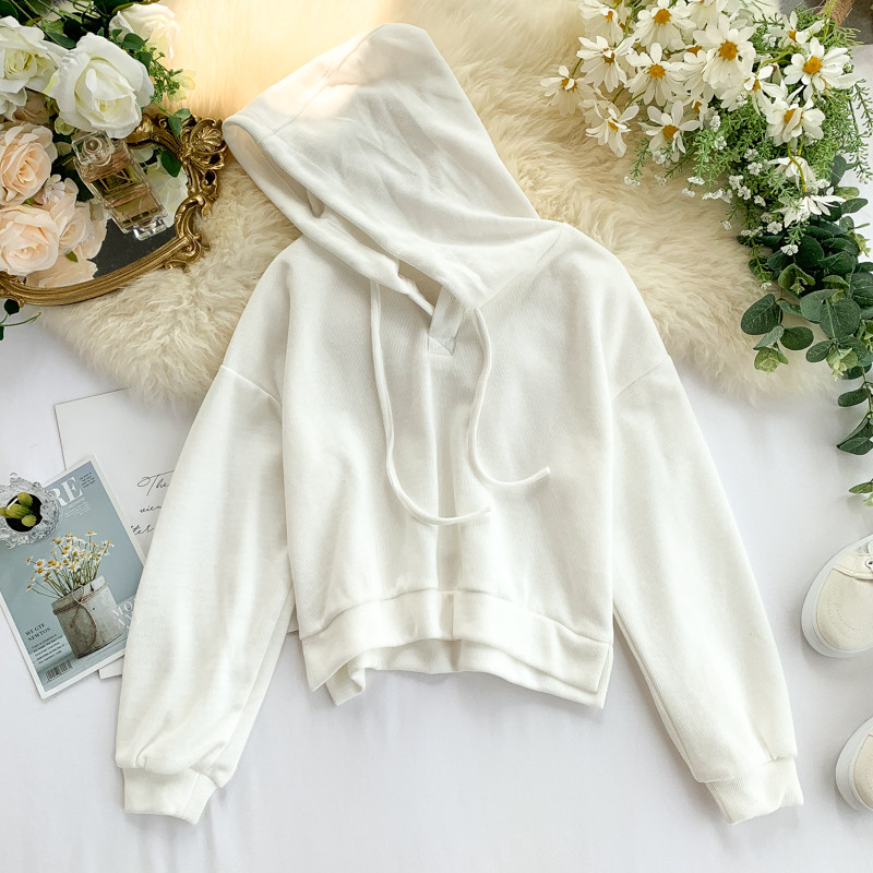 Hanorac casual dama cu gluga si cravate in patru culori