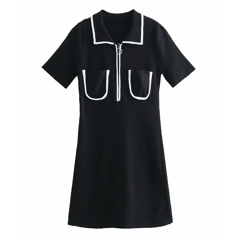 Rochie casual de dama cu buzunare in negru