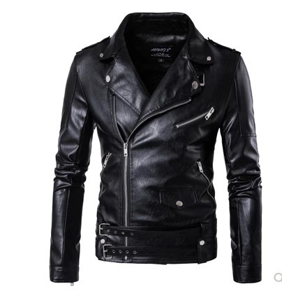 Μοντέρνο μαύρο έκο δερμάτινο ανδρικό μπουφάν με φερμουάρ