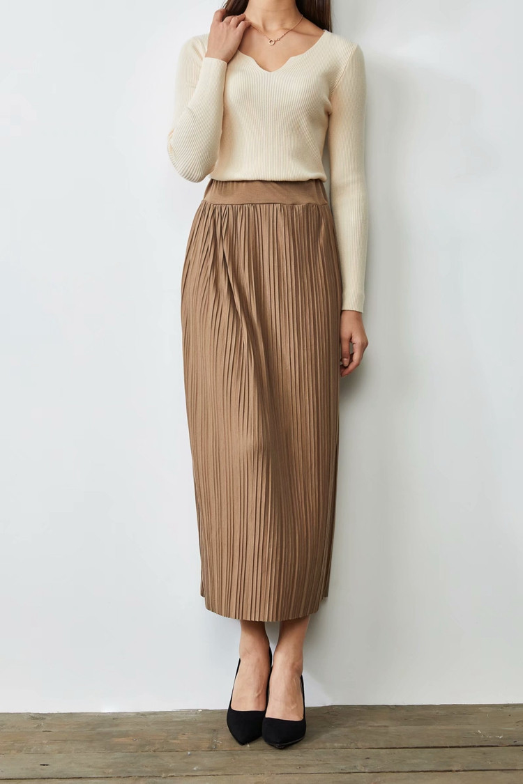 Γυναικεία μακρύ πλισέ φούστα σε τέσσερα χρώματα