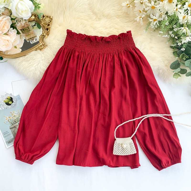 Γυναικείο πουκάμισο με γυμνούς ώμους και μακρύ μανίκι