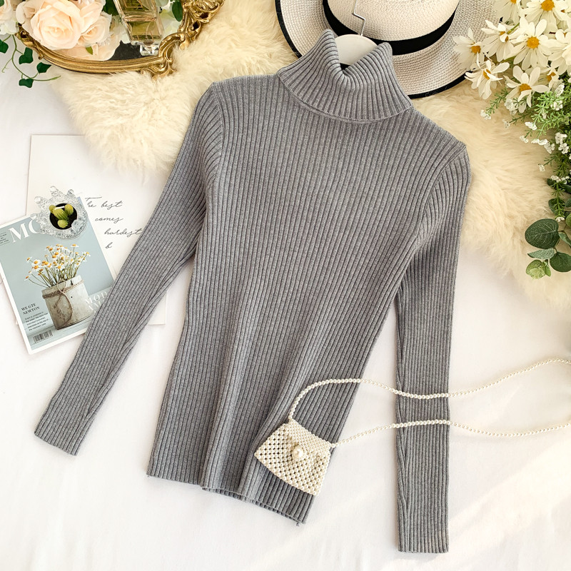 Pulover de dama casual cu guler inalt si nasturi in mai multe culori