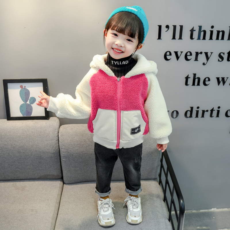 Geaca zilnica pentru copii pentru fete in doua culori cu buzunare si aplicatie