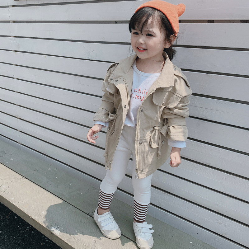 Geaca moderna pentru copii in doua culori cu cravate si buzunare - pentru fete