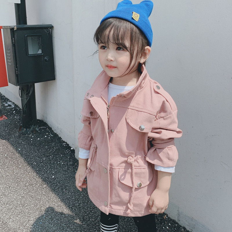 Geaca moderna pentru copii in doua culori cu cravate si buzunare - pentru fete