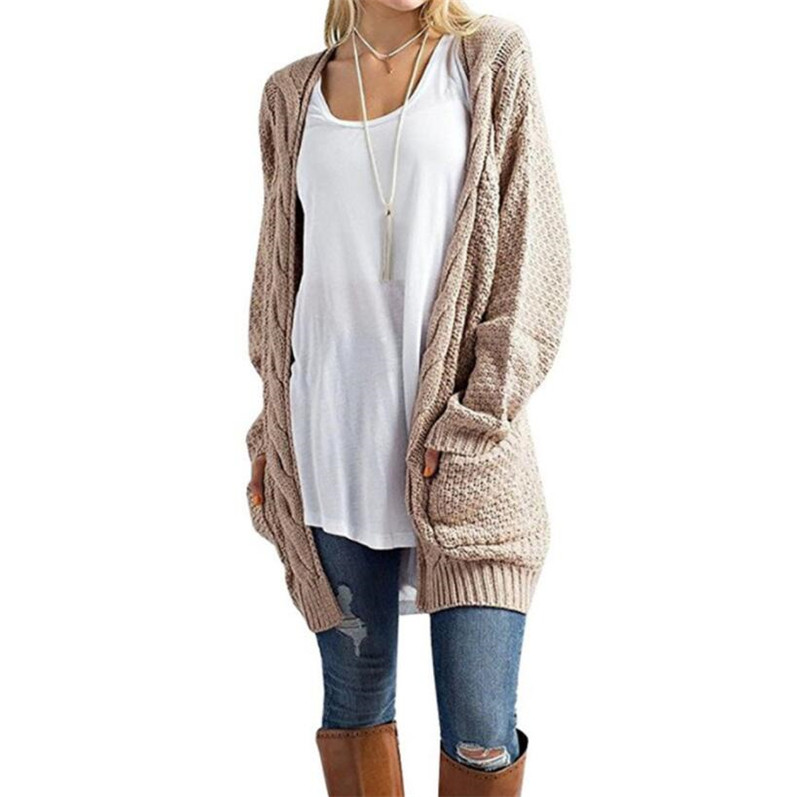 Μακρύ Γυναικεία  casual  ζακέτα με τσέπη σε διάφορα χρώματα