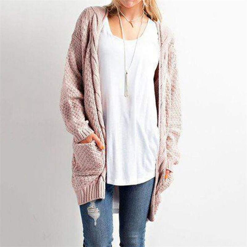 Μακρύ Γυναικεία  casual  ζακέτα με τσέπη σε διάφορα χρώματα