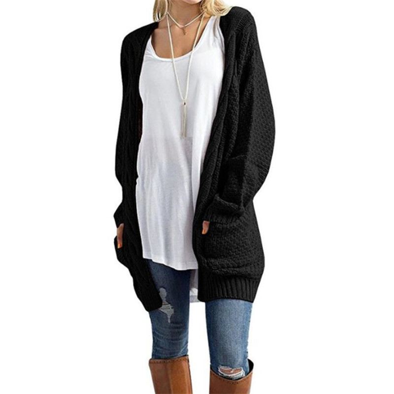 Μακρύ Γυναικεία  casual  ζακέτα με τσέπη σε διάφορα χρώματα