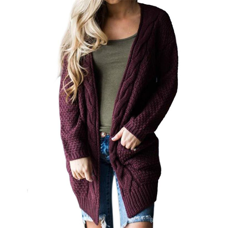 Μακρύ Γυναικεία  casual  ζακέτα με τσέπη σε διάφορα χρώματα