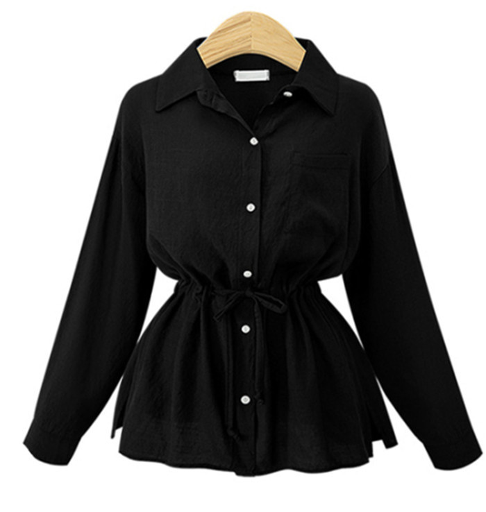 Μοντέρνο γυναικείο πουκάμισο με κουμπιά και κορδόνι σε τρία χρώματα