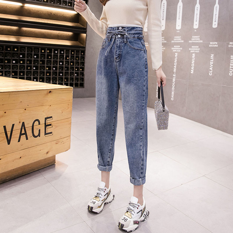 Casual γυναικεία τζιν σε δύο χρώματα με ψηλή μέση