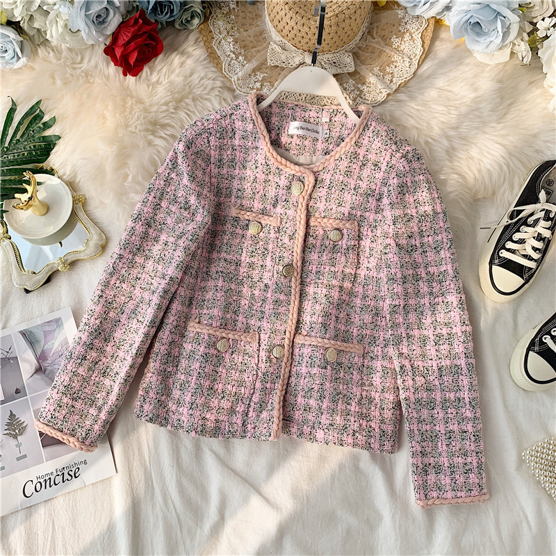 Дамско стилно сако с джобове в розов цвят