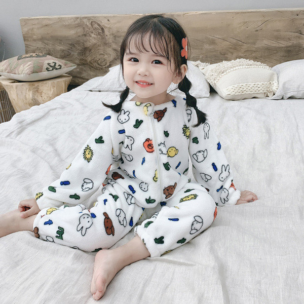 Παιδική πιτζάμες σε λευκό χρώμα με φερμουάρ για κορίτσια