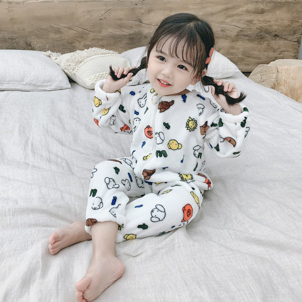 Παιδική πιτζάμες σε λευκό χρώμα με φερμουάρ για κορίτσια