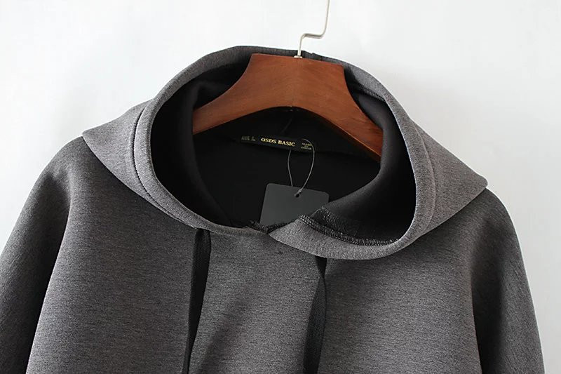 Hanorac de iarnă de damă cu glugă de culoare gri