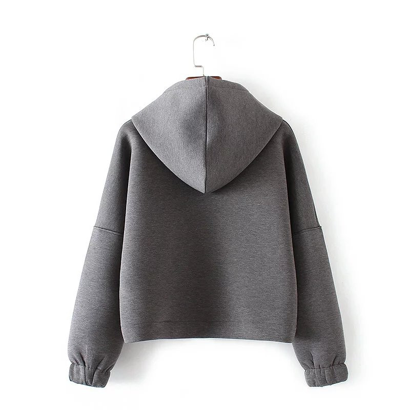 Hanorac de iarnă de damă cu glugă de culoare gri