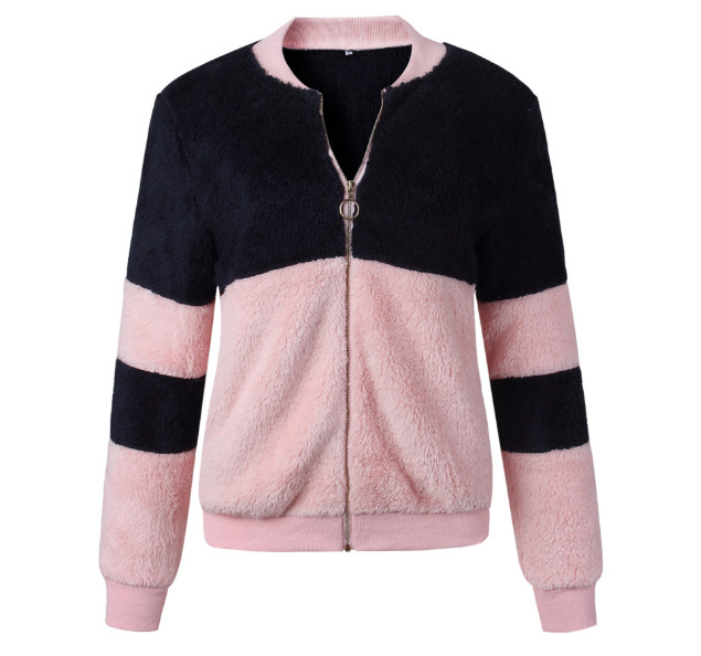 Καθημερινό γυναικείο φούτερ με φερμουάρ σε ροζ χρώμα