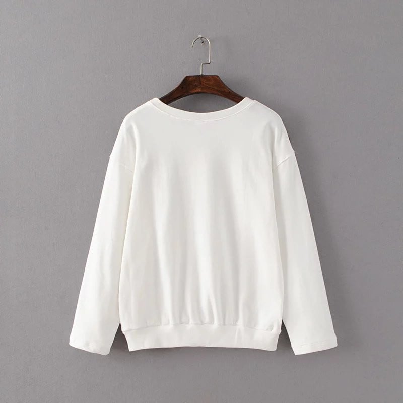 Bluza de dama cu broderie colorata alb-negru