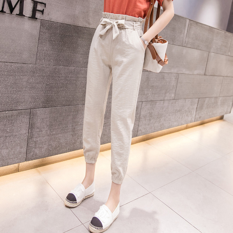 Pantaloni casual dama cu talie inalta in mai multe culori