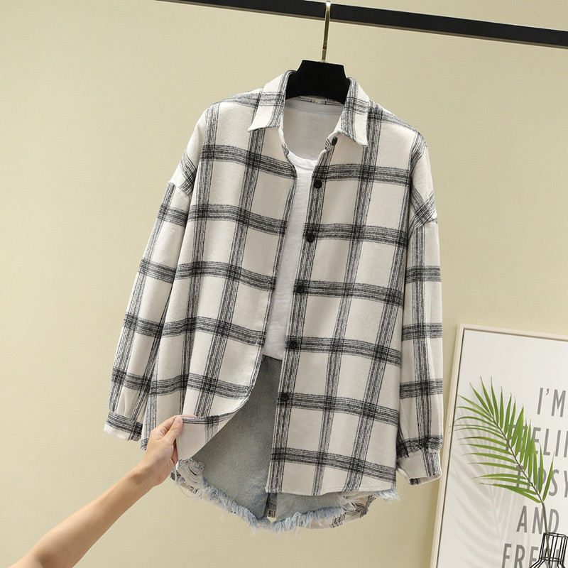 Camasa moderna de dama cu maneca lunga in albastru, alb si maro