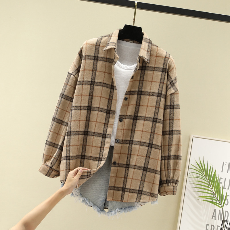 Camasa moderna de dama cu maneca lunga in albastru, alb si maro