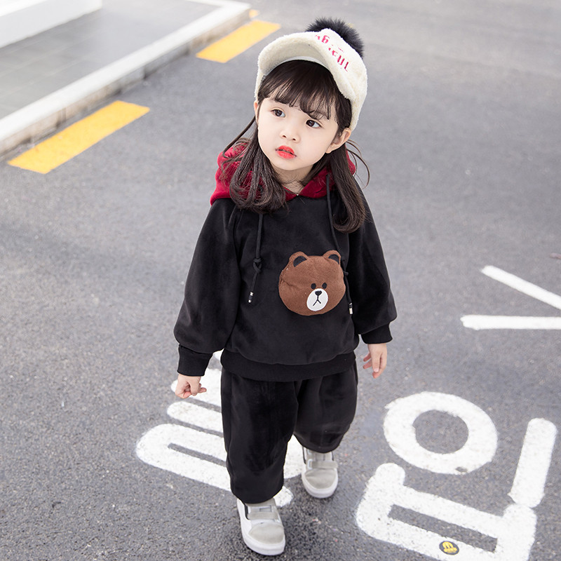 Set zilnic pentru copii în negru și roz pentru fete