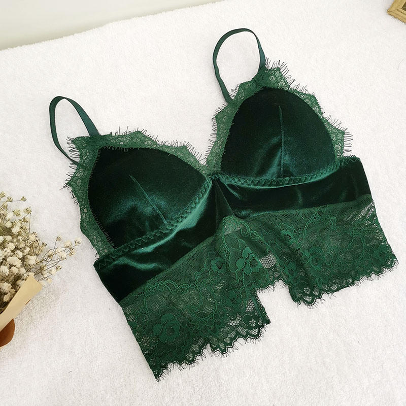 Bustiera de dama moderna din catifea cu dantela in mai multe culori