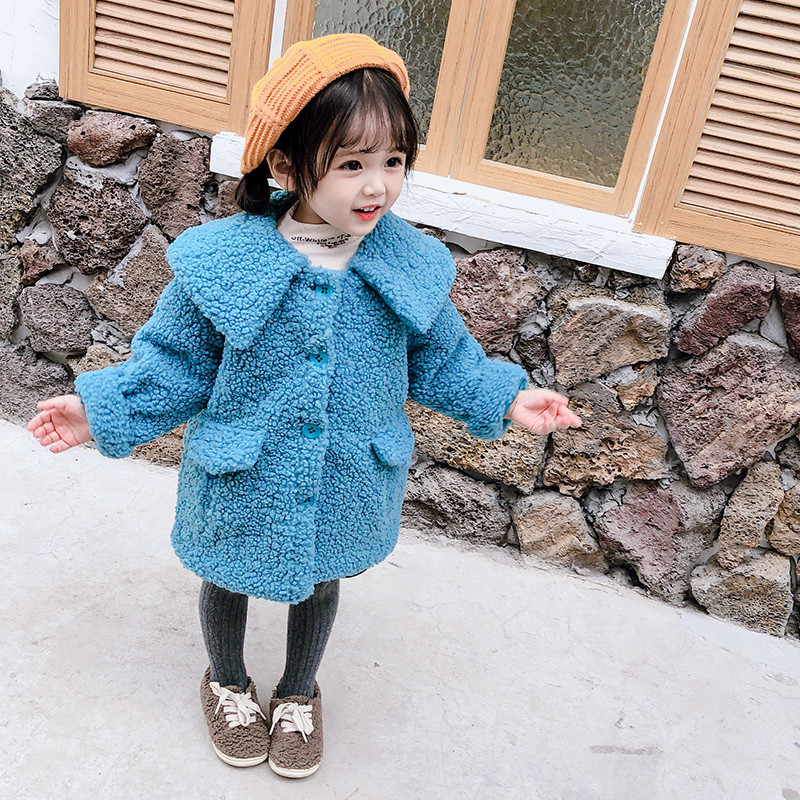 Κομψό παιδικό μπουφάν για κορίτσια σε ροζ και μπλε χρώμα  με τσέπες