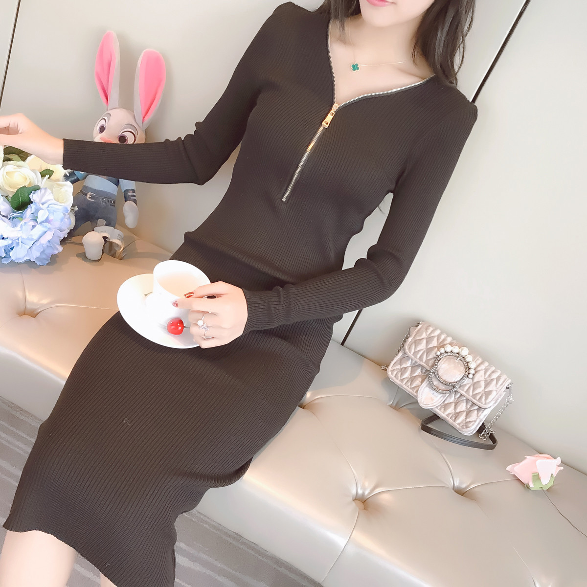 Rochie moderna de dama - model montat in trei culori