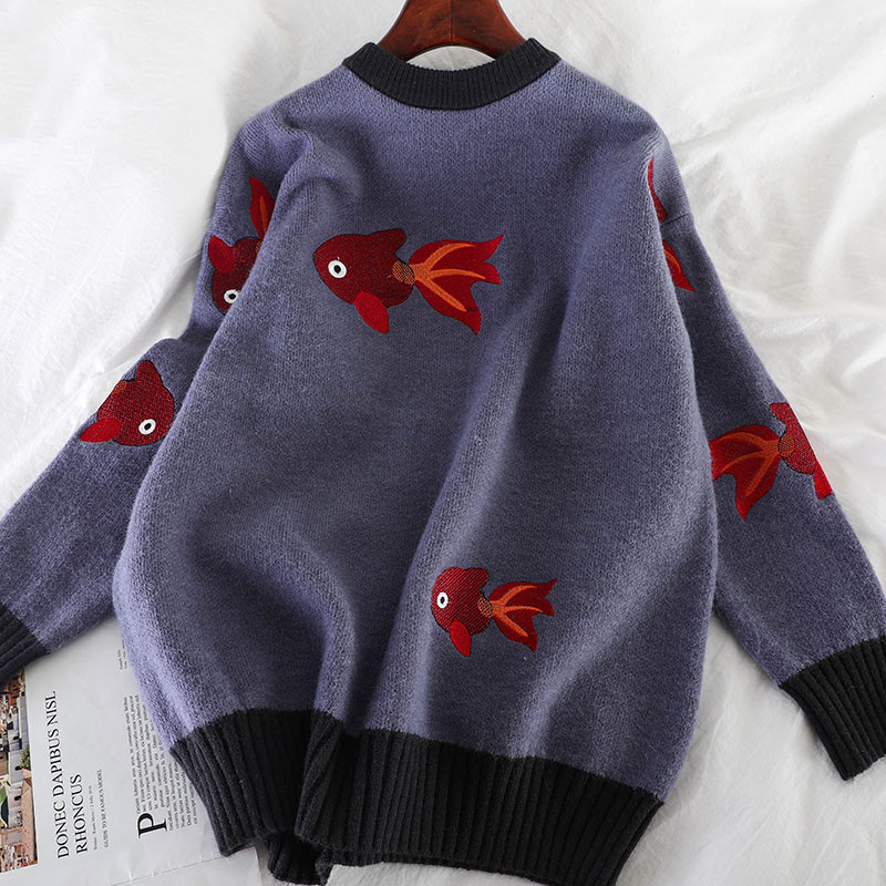 Pulover de iarna de dama model nou cu broderie in mai multe culori