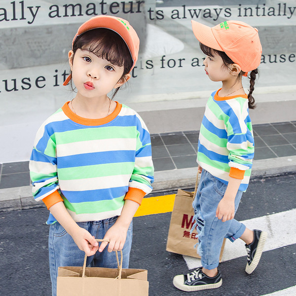 Ежедневна детска блуза с О-образно деколте за момичета