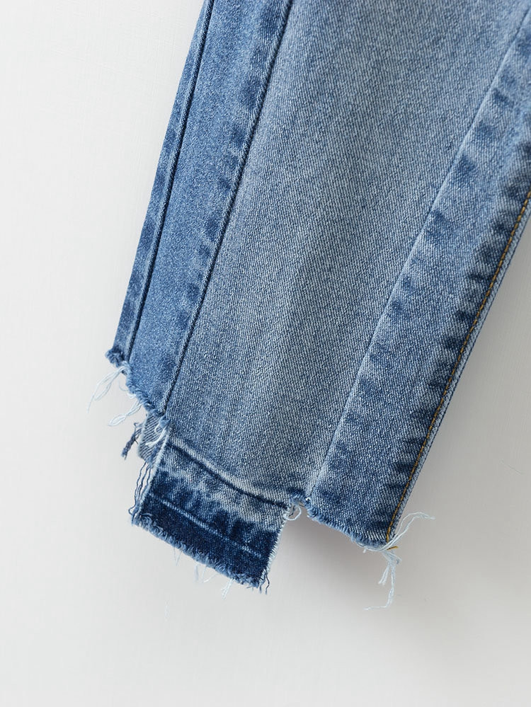 Blugi de damă cu talie înaltă și motiv rupt