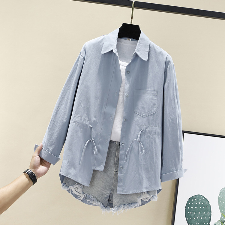 Modern női ing klasszikus gallérral és derékkötővel több színben