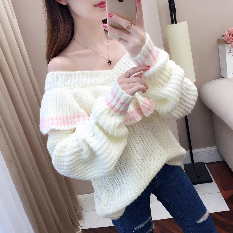 Pulover de damă modern cu mâneci căzute în trei culori