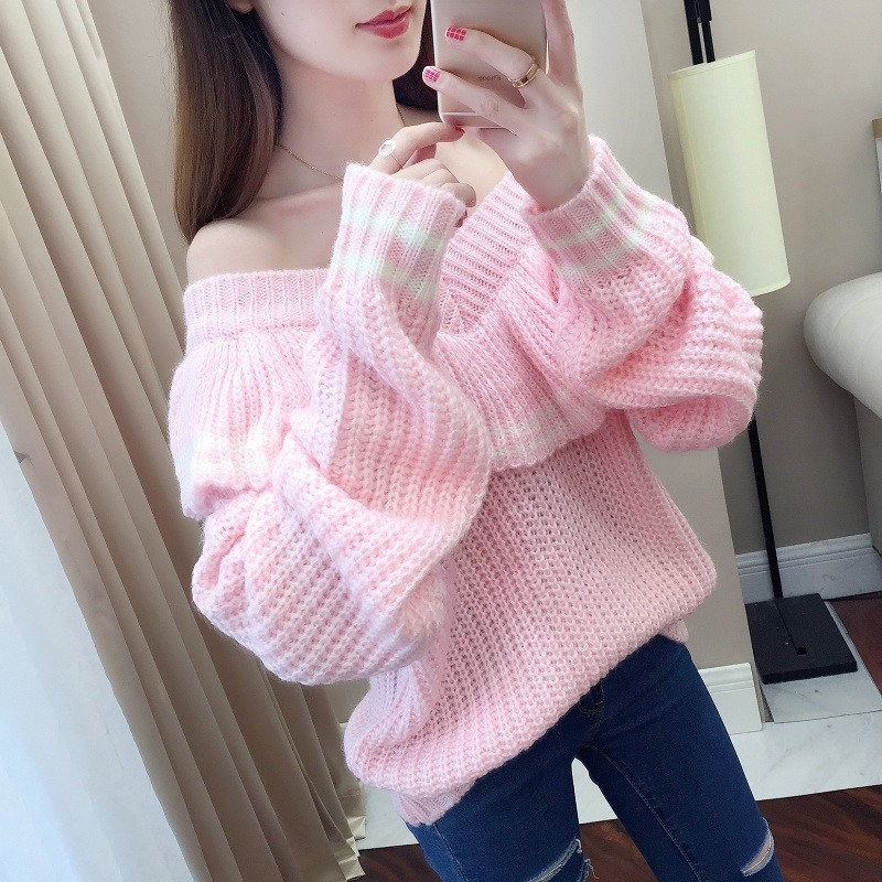 Pulover de damă modern cu mâneci căzute în trei culori