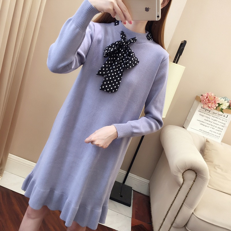 Κομψό γυναικείο φόρεμα σε τρία χρώματα με μακρύ μανίκι - μακρύ μανίκι